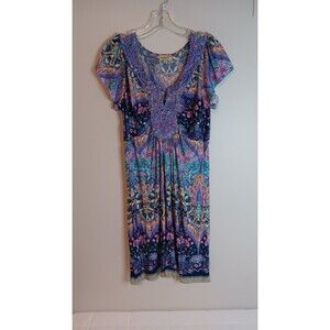 Y2K Fairycore Whimsy Witch Dress Paisley Diamonte One World Sz Medium Petite